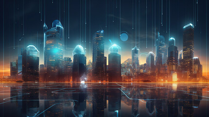 Obraz premium futuristic cityscape abstract background 