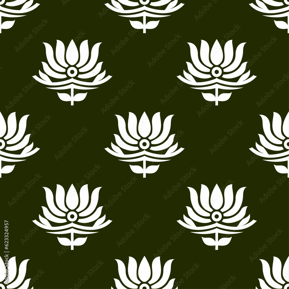 Wall mural Seamless vector lotus flower pattern design