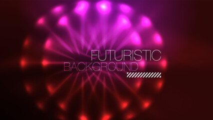 Neon glowing circles, magic energy space light concept, abstract background wallpaper design