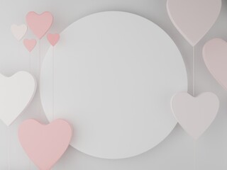 3D Pink Heart Frame Background