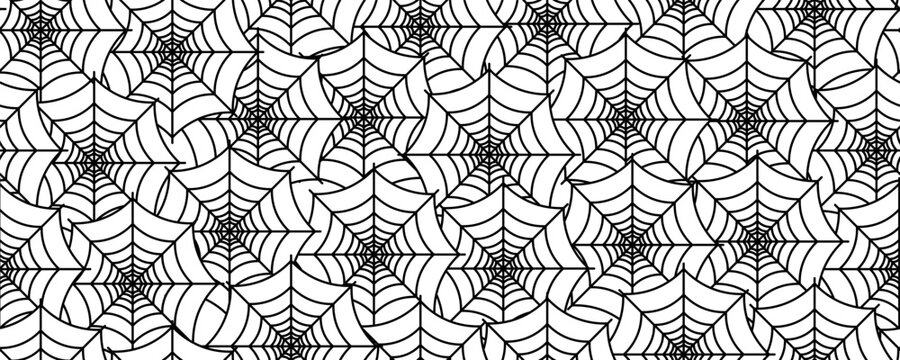 black white spider web seamless pattern