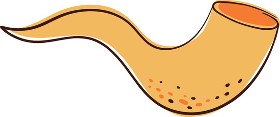 Shofar - Traditional Jewish Musical Horn - Rosh Hashanah Hand Drawn Elements Collection