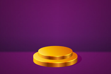 3D podium gold color purple background