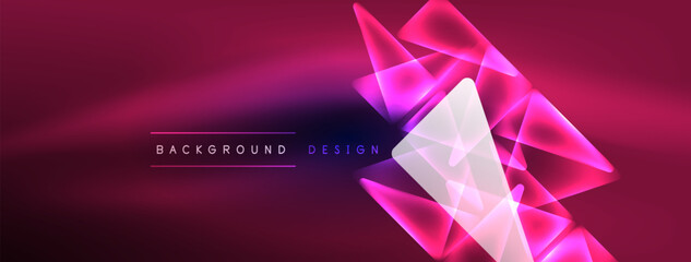 Neon lights hacking geometric background, virtual reality or artificial intelligence concept, cyberpunk geometric template for wallpaper, banner, presentation, background