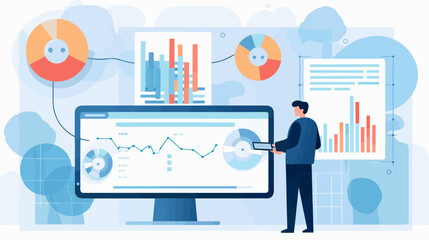 Conceptual vector illustration of business analysis operations.