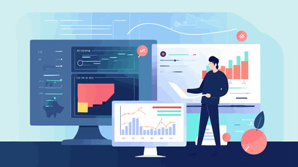 Conceptual vector illustration of business analysis operations.