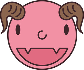 Devil line filled icon. Face halloween icon simple cartoon style.
