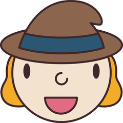 Witch line filled icon. Face halloween icon simple cartoon style.