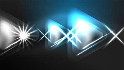 Fototapeta premium Digital Neon Abstract Background, Triangles And Lights Geometric Design Template