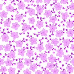 ditsy floral print. purple lilac cherry blossom seamless pattern. jasmine flower background. good for fabric, fashion design, kimono, summer spring dress, textile, clothing, resort wear, pajama.