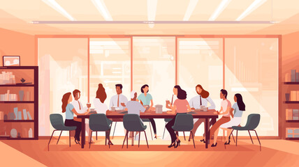 Conceptual vector illustration of a meeting scene at a company.