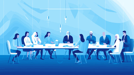 Conceptual vector illustration of a meeting scene at a company.