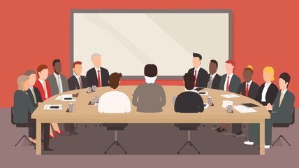 Conceptual vector illustration of a meeting scene at a company.