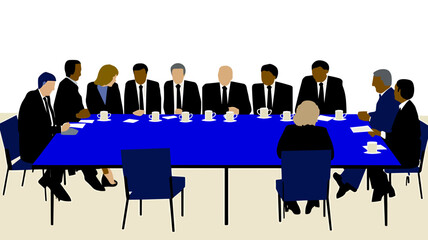 Conceptual vector illustration of a meeting scene at a company.