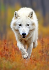 Obraz premium The Wolf Gaze, A Moment of Life in the Arctic Wilderness. AI Generative