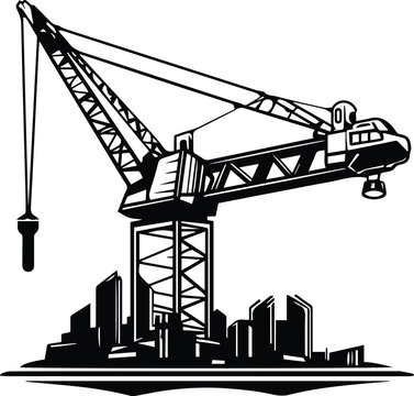 Construction Crane Logo Monochrome Design Style