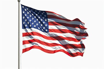 The flag of the United States of America Isolated. solid white backgroud. AI Generative