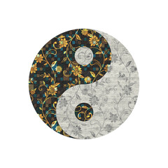  yin yang art colorful design illustration wood texture.