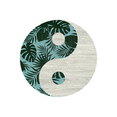  yin yang art colorful design illustration wood texture.