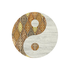  yin yang art colorful design illustration wood texture.