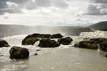 Obraz premium Breathtaking view of a beautiful Godafoss waterfall in Iceland