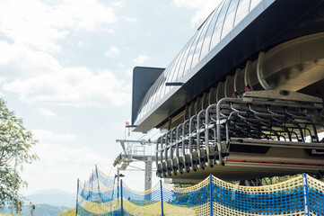 Parking of funicular and lifts at the mountain station