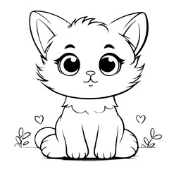 Obraz premium Cat outline, vector illustrator, Cat Day, International cat day,