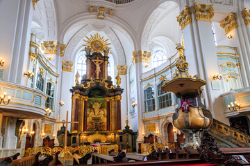 Interior of Saint Michael's Church in Hamburg, Germany