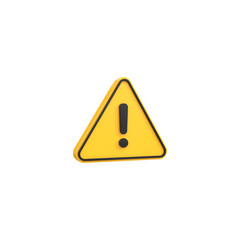 Alert or Warning signs 3d rendering of alert isolated on a transparent background 
