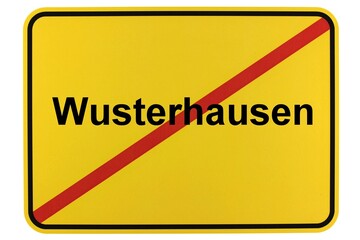 Illustration eines Ortsschildes der Gemeinde Wusterhausen in Brandenburg