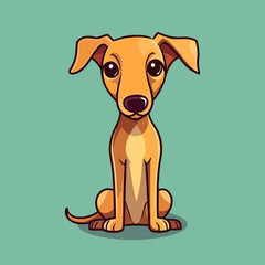 Cute Cartoon Greyhound Dog - Swift and Graceful Racing Hound. Vector Illustration for Children and Baby. Flat Clipart of a Sleek Canine Athlete