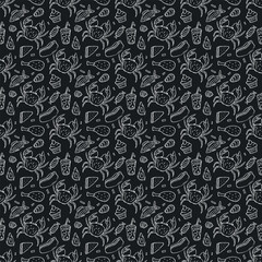 Seamless food pattern. Doodle food background