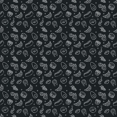 Seamless food pattern. Doodle food background