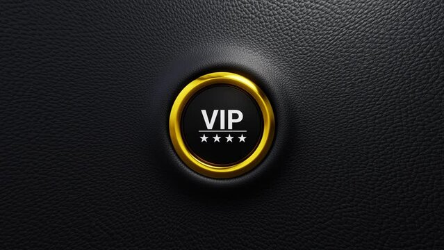 3D VIP golden button with private access, Private access to VIP services pressing a button to ask a concierge. 4k 3d loop animation