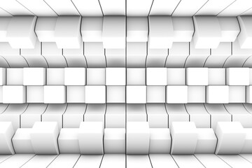 Black and white boxes waves abstract background 3D render illustration