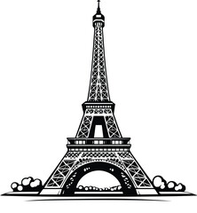 Fototapeta na wymiar Eiffel Tower Logo Monochrome Design Style