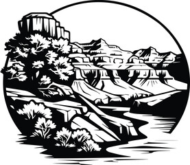 Grand Canyon Logo Monochrome Design Style