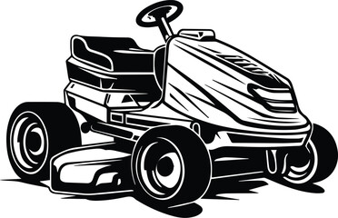 Lawn Mower Logo Monochrome Design Style