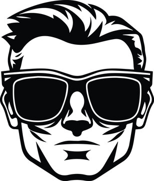 Mascot Of Man In Sunglasses Logo Monochrome Design Style