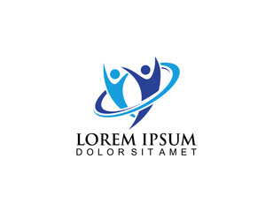 Obraz premium Creative community logo concept. Smile and partnership icon combination 