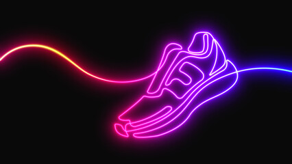 Neon sneakers. Shoes for sports and fitness. Shoe advertising .Vector illustration .