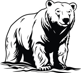 Obraz na płótnie Canvas Polar Bear Logo Monochrome Design Style