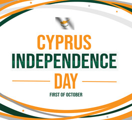 Independence Day of Cyprus, background design with waving flag and colorful shapes. October first is celebrated as Cyprus independence day
