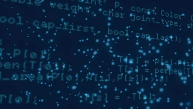 Animation of computing data processing over dark background