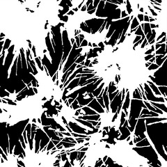 Vector Seamless pattern with blots. White spots on blsck background. Grunge design.
