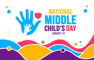 12 August Middle Child’s Day background template. Holiday concept. background, banner, placard, card, and poster design template with text inscription and standard color. vector illustration.