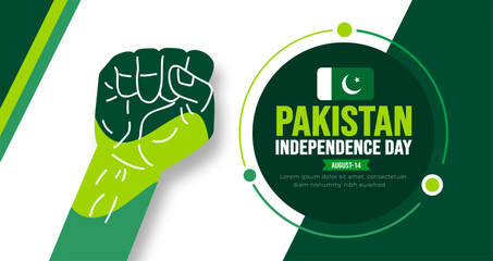 14 August Pakistan Independence Day background template. Holiday concept. background, banner, placard, card, and poster design template with text inscription and standard color. Youm e Azadi