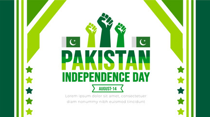 14 August Pakistan Independence Day background template. Holiday concept. background, banner, placard, card, and poster design template with text inscription and standard color. Youm e Azadi