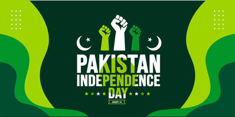 14 August Pakistan Independence Day background template. Holiday concept. background, banner, placard, card, and poster design template with text inscription and standard color. Youm e Azadi