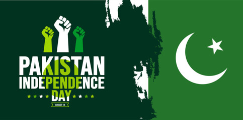 14 August Pakistan Independence Day background template. Holiday concept. background, banner, placard, card, and poster design template with text inscription and standard color. Youm e Azadi